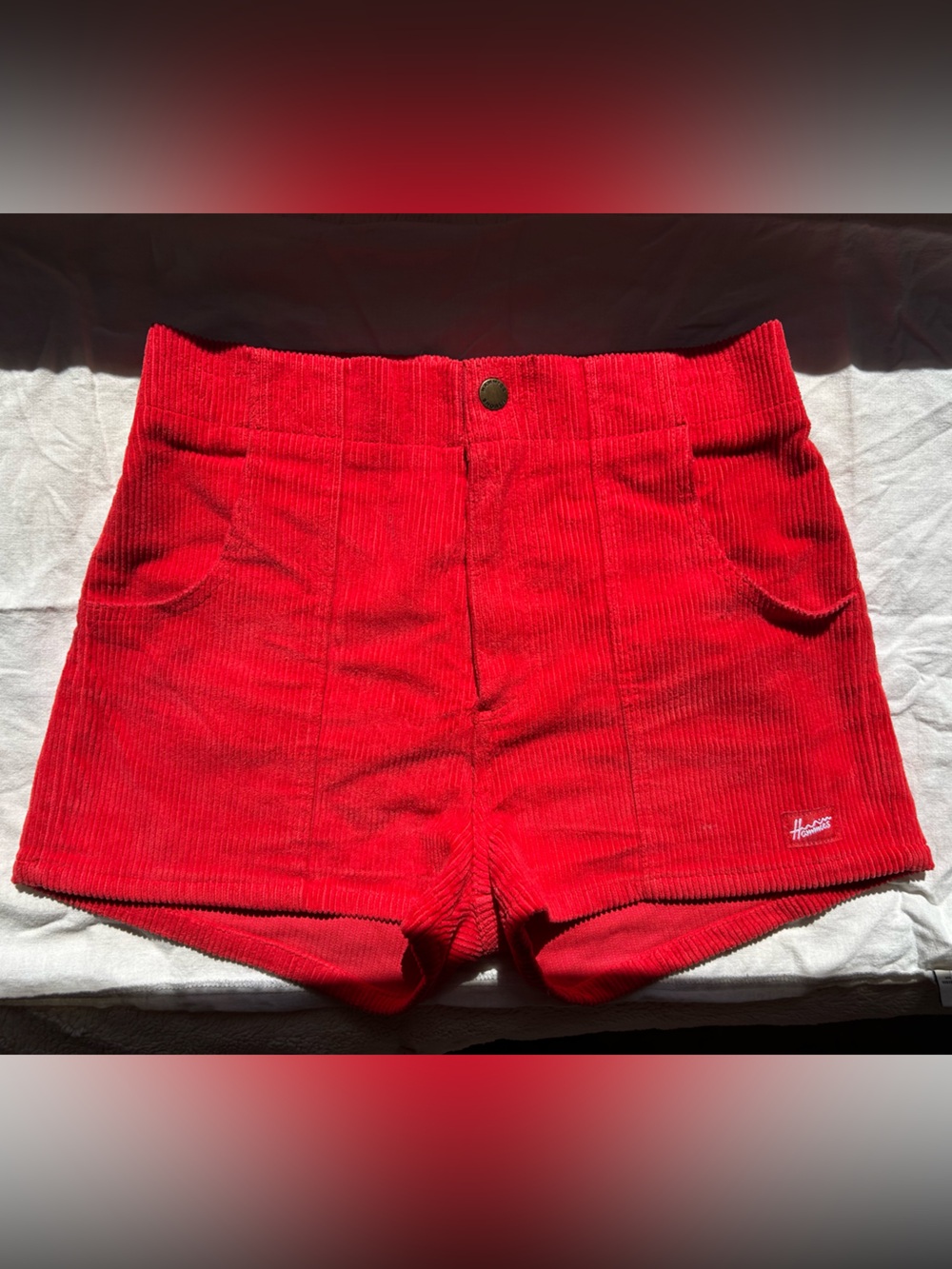 Hammies Red Corduroy High-Rise Shorts